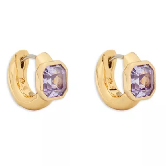 kate spade Jewelry - $58 Kate Spade Keep Sparkling Asscher Huggie Earrings purple